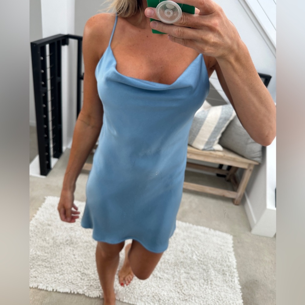 Blue Life Satin Spaghetti Strap Mini Dress XS | Formal Event Summer Party NWT - Picture 3 of 11
